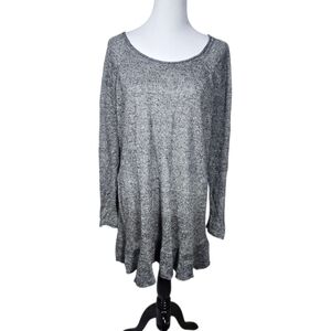 Free People Large Charcoal Gray Tunic Knit Top